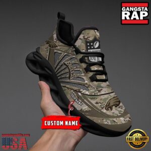 National Football League Custom Name Philadelphia Eagles Camo Veteran Day Air Max Shoes Air Cushion Sneakers