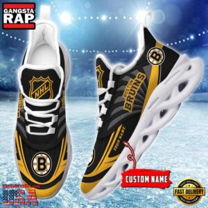 National Hockey League Custom Name Boston Bruins Team Logo Air Max Shoes Air Cushion Sneakers