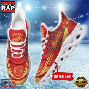 National Hockey League Custom Name Calgary Flames Team Logo Air Max Shoes Air Cushion Sneakers