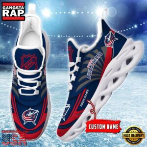 National Hockey League Custom Name Columbus Blue Jackets Team Logo Air Max Shoes Air Cushion Sneakers