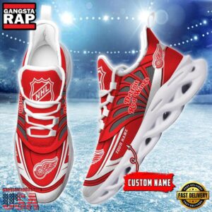 National Hockey League Custom Name Detroit Red Wings Team Logo Air Max Shoes Air Cushion Sneakers