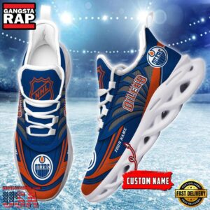 National Hockey League Custom Name Edmonton Oilers Team Logo Air Max Shoes Air Cushion Sneakers