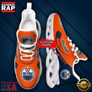 National Hockey League Custom Name Edmonton Oilers Team Sport Air Max Shoes Air Cushion Sneakers