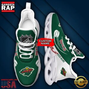 National Hockey League Custom Name Minnesota Wild Team Sport Air Max Shoes Air Cushion Sneakers