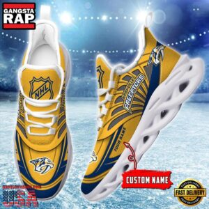 National Hockey League Custom Name Nashville Predators Team Logo Air Max Shoes Air Cushion Sneakers