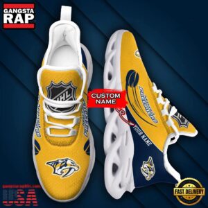 National Hockey League Custom Name Nashville Predators Team Sport Air Max Shoes Air Cushion Sneakers