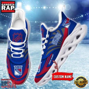 National Hockey League Custom Name New York Rangers Team Logo Air Max Shoes Air Cushion Sneakers