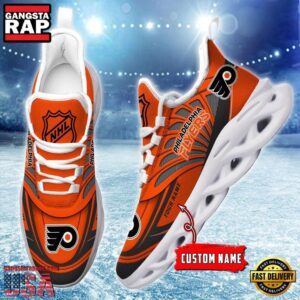 National Hockey League Custom Name Philadelphia Flyers Team Logo Air Max Shoes Air Cushion Sneakers