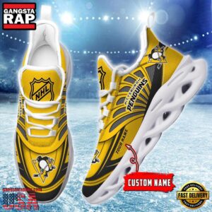 National Hockey League Custom Name Pittsburgh Penguins Team Logo Air Max Shoes Air Cushion Sneakers