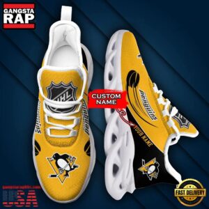 National Hockey League Custom Name Pittsburgh Penguins Team Sport Air Max Shoes Air Cushion Sneakers
