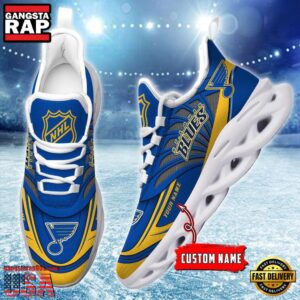 National Hockey League Custom Name St. Louis Blues Team Logo Air Max Shoes Air Cushion Sneakers