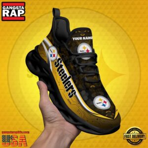 National Football League Custom Name Pittsburgh Steelers Team Logo Air Max Shoes Air Cushion Sneakers
