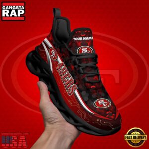 National Football League Custom Name San Francisco 49ers Team Logo Air Max Shoes Air Cushion Sneakers