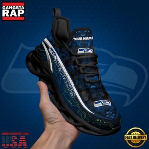 National Football League Custom Name Seattle Seahawks Team Logo Air Max Shoes Air Cushion Sneakers