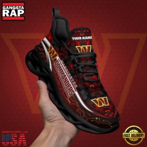 National Football League Custom Name Washington Commanders Team Logo Air Max Shoes Air Cushion Sneakers