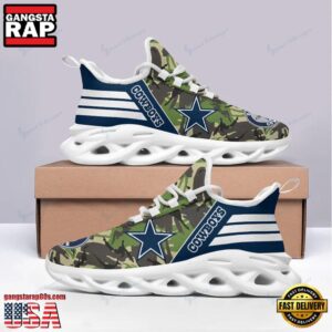 National Football League Dallas Cowboys Green Camo Air Max Shoes Air Cushion Sneakers