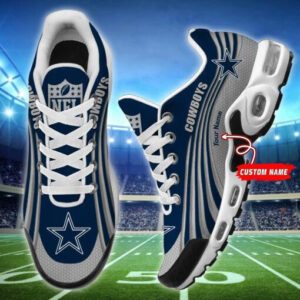 Dallas Cowboys Personalized Name Team Colors Wave Lines Shoes Air Cushion Sneakers