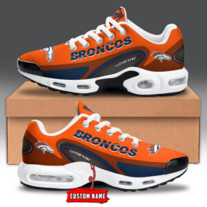 Denver Broncos Personalized Name Team Logo Mix Colors Oval Line Shoes Air Cushion Sneakers