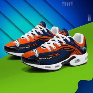 Denver Broncos Personalized Name Team Logo Mix Colors Wave Line Air Max Shoes Air Cushion Sneakers