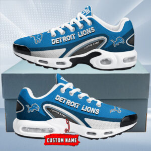 Detroit Lions Personalized Name Team Logo Mix Colors Oval Line Air Max Shoes Air Cushion Sneakers
