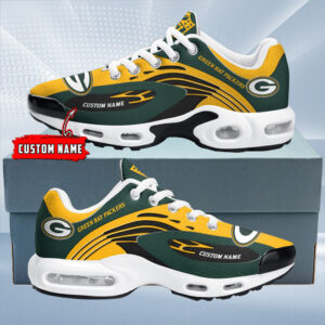 Green Bay Packers Personalized Name Team Logo Mix Colors Wave Line Air Max Shoes Air Cushion Sneakers