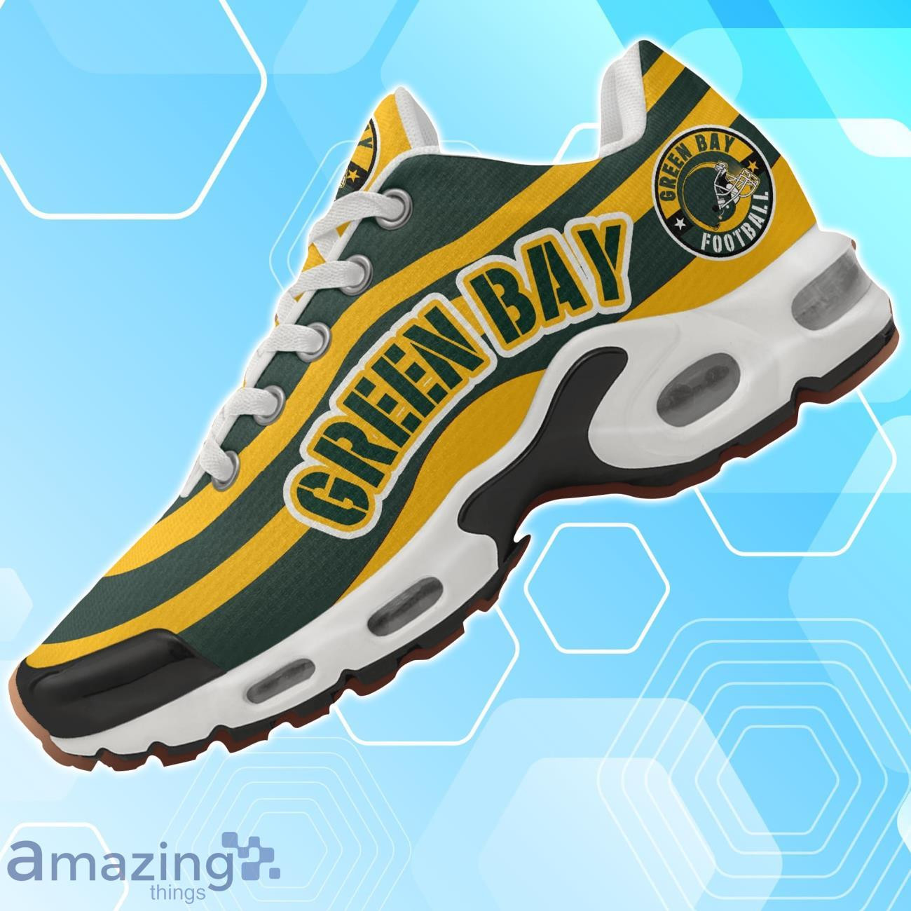 Green Bay Packersfootball Team Logo Colors Waves Air Max Shoes Air Cushion Sneakers 1 Green Bay Packersfootball Team Logo Colors Waves Air Max Shoes Air Cushion Sneakers