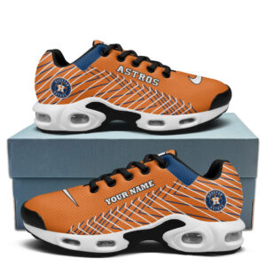 Houston Astros Personalized Name Team Colors Jagged Lines Air Max Shoes Air Cushion Sneakers