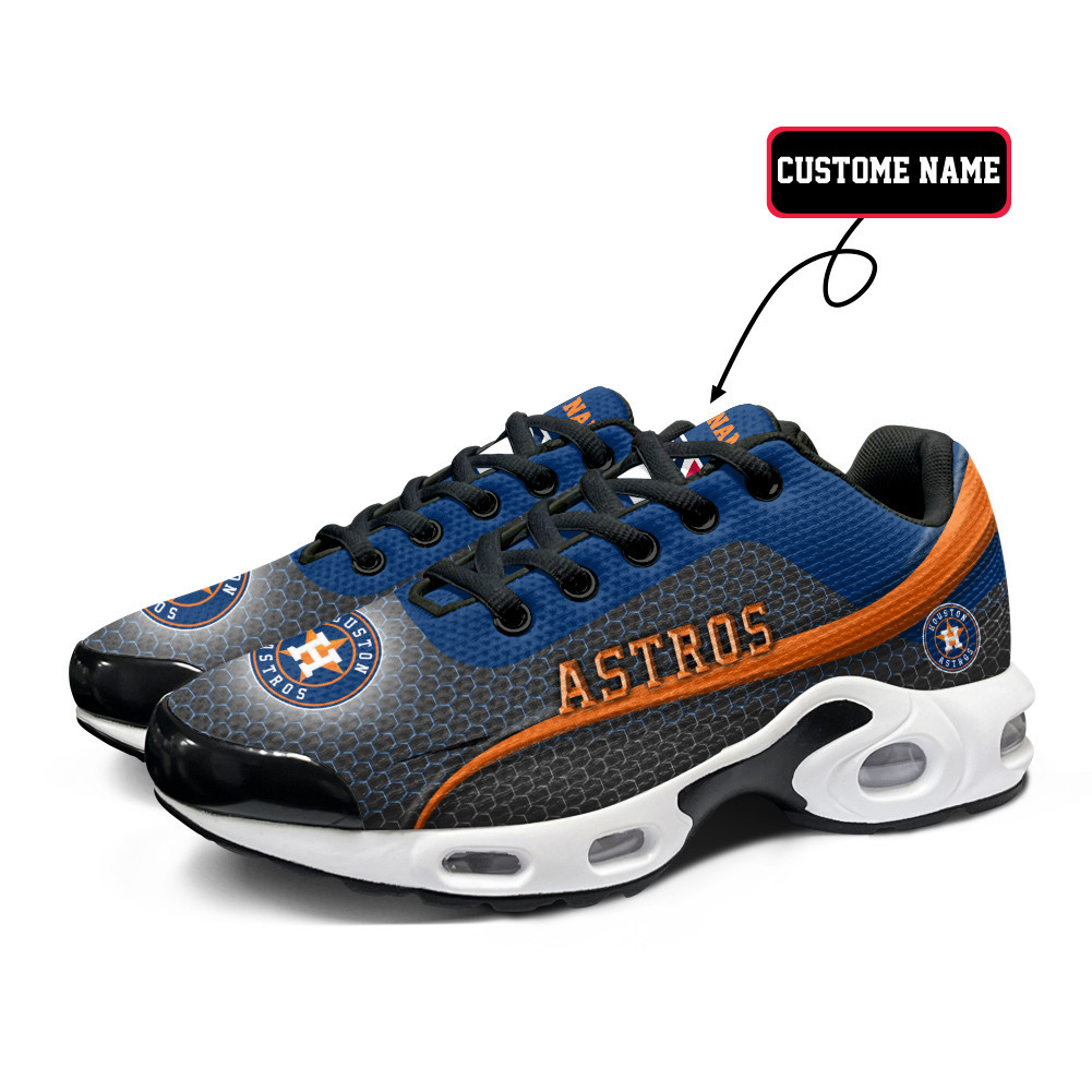 Houston Astros Personalized Name Team Colors Wave Line Beehive Pattern Air Max Shoes Air Cushion Sneakers 1 Houston Astros Personalized Name Team Colors Wave Line Beehive Pattern Air Max Shoes Air Cushion Sneakers