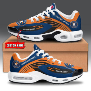 Houston Astros Personalized Name Team Logo Mix Colors Wave Line Shoes Air Cushion Sneakers