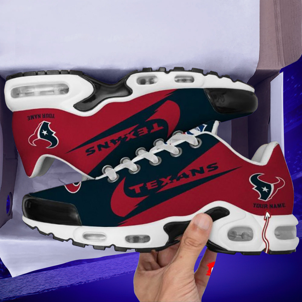Houston Texans Custom Name Black/red Air Max Shoes Air Cushion Sneakers 1 Houston Texans Custom Name Black/red Air Max Shoes Air Cushion Sneakers