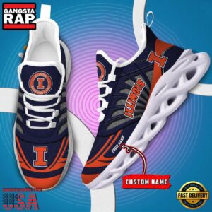 NCAA Illinois Fighting Illini Custom Name Air Max Shoes Air Cushion Sneakers
