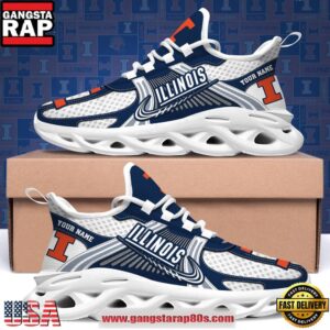 Illinois Fighting Illini Custom Name Clunky Sneaker Max Soul Shoes