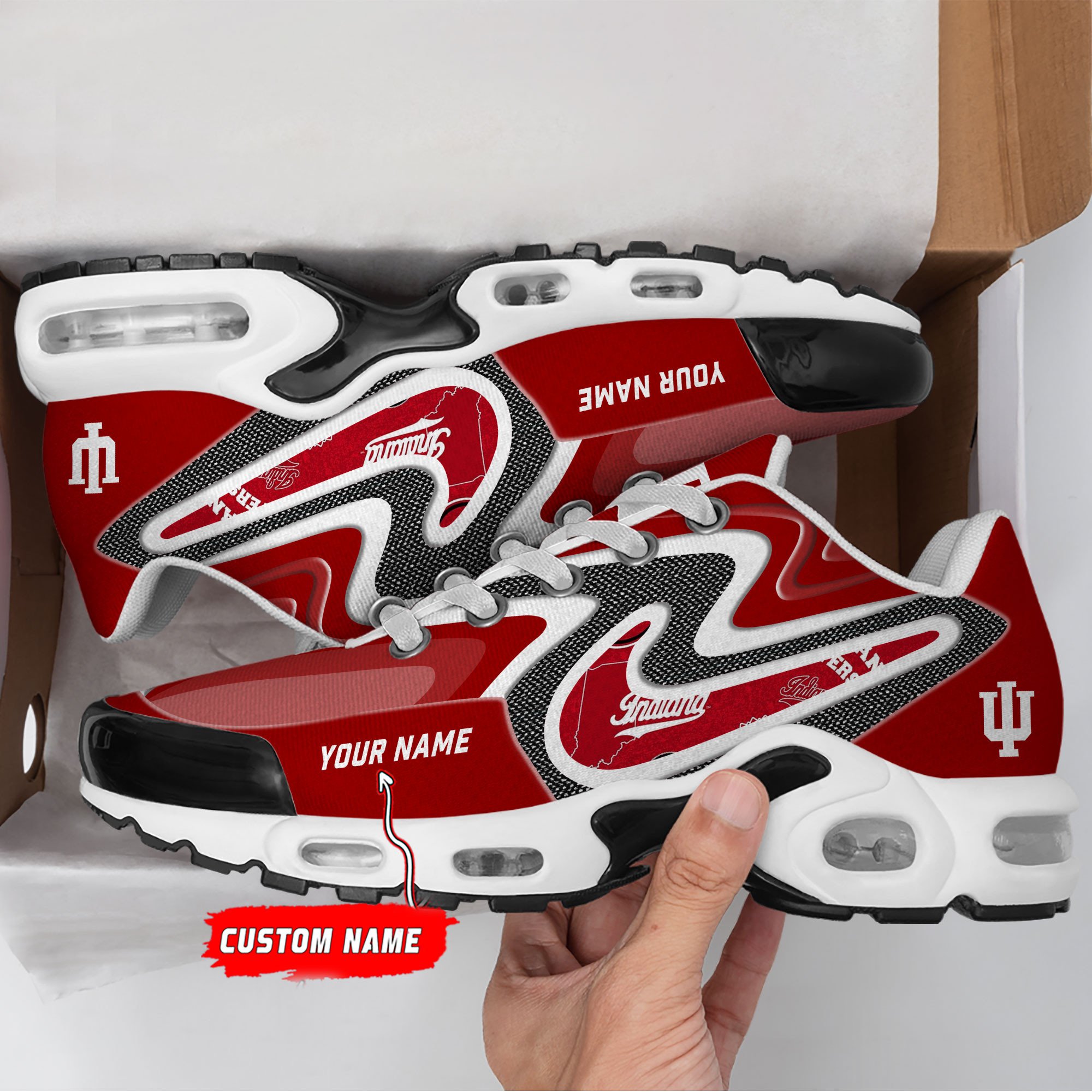 Indiana Hoosiers Personalized Name Team Checkmark Logo Mix Colors Stitch Line Air Max Shoes Air Cushion Sneakers 1 Indiana Hoosiers Personalized Name Team Checkmark Logo Mix Colors Stitch Line Air Max Shoes Air Cushion Sneakers