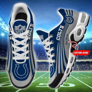 Indianapolis Colts Personalized Name Team Colors Wave Lines Air Max Shoes Air Cushion Sneakers