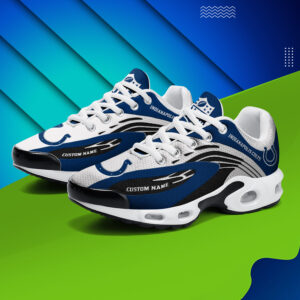 Indianapolis Colts Personalized Name Team Logo Mix Colors Wave Line Air Max Shoes Air Cushion Sneakers