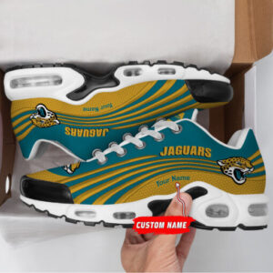 Jacksonville Jaguars Personalized Name Team Colors Wave Lines Air Max Shoes Air Cushion Sneakers