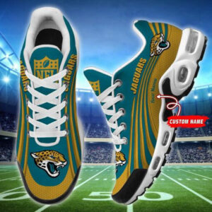 Jacksonville Jaguars Personalized Name Team Colors Wave Lines Shoes Air Cushion Sneakers
