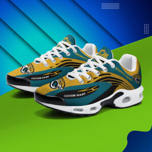 Jacksonville Jaguars Personalized Name Team Logo Mix Colors Wave Line Air Max Shoes Air Cushion Sneakers