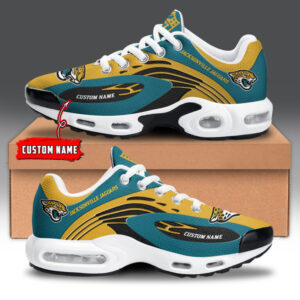 Jacksonville Jaguars Personalized Name Team Logo Mix Colors Wave Line Shoes Air Cushion Sneakers
