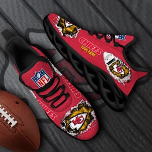 Kansas City Chiefs Black Max Soul Shoes 2025 Versions Custom Name 554