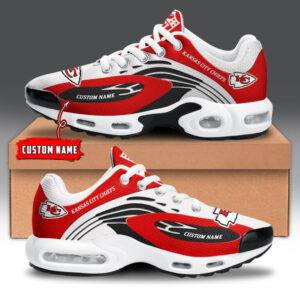 Kansas City Chiefs Personalized Name Team Logo Mix Colors Wave Line Air Max Shoes Air Cushion Sneakers