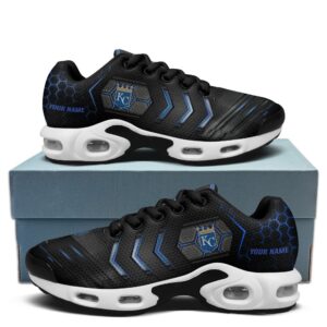 Kansas City Royals Personalized Name Team Colors Arrow Line Beehive Pattern Air Max Shoes Air Cushion Sneakers