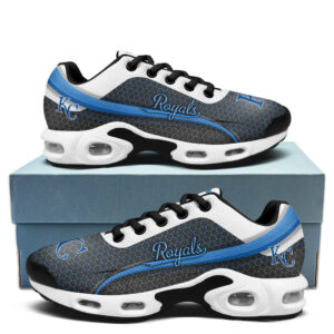 Kansas City Royals Personalized Name Team Colors Wave Line Beehive Pattern Air Max Shoes Air Cushion Sneakers