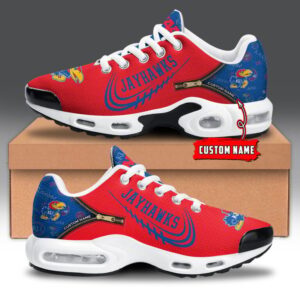 Kansas Jayhawks Personalized Name Team Logo Mix Colors Zipped Line Air Max Shoes Air Cushion Sneakers