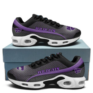 Kansas State Personalized Name Team Colors Wave Line Beehive Pattern Air Max Shoes Air Cushion Sneakers