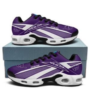 Kansas State Wildcats Personalized Name Team Colors Supersonic Line Pattern Air Max Shoes Air Cushion Sneakers