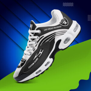 Las Vegas Raiders Personalized Name Team Logo Mix Colors Wave Line Air Max Shoes Air Cushion Sneakers