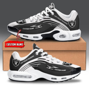 Las Vegas Raiders Personalized Name Team Logo Mix Colors Wave Line Air Max Shoes Air Cushion Sneakers