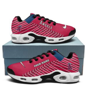 Los Angeles Angels Personalized Name Team Colors Jagged Lines Air Max Shoes Air Cushion Sneakers