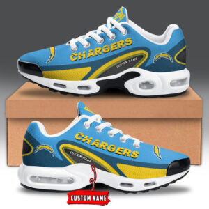 Los Angeles Chargers Personalized Name Team Logo Mix Colors Oval Line Air Max Shoes Air Cushion Sneakers